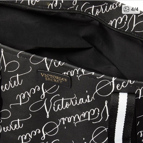 Victoria's Secret Black and White Script Tote - Picture 4 of 4